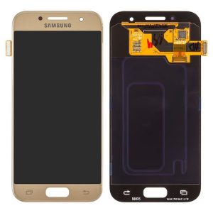 Samsung Galaxy A3 A320F (2017) – LCD Kijelző + Érintőüveg (Gold Sand) – GH97-19732B, GH97-19753B