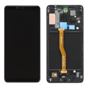 Samsung Galaxy A9 A920F (2018) – LCD Kijelző + Érintőüveg + Keret (Caviar Black) – GH82-18308A, GH82-18322A