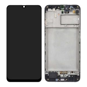 Samsung Galaxy M31 M315F – LCD Kijelző + Érintőüveg + Keret (Space Black) – GH82-22405A, GH82-22631A