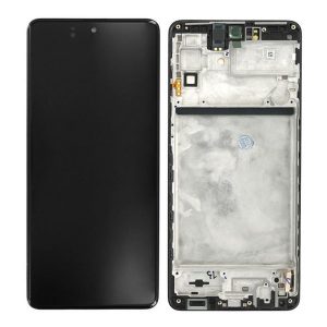 Samsung Galaxy M51 M515F – LCD Kijelző + Érintőüveg + Keret (Celestial Black) – GH82-23568A, GH82-24168A, GH82-24166A