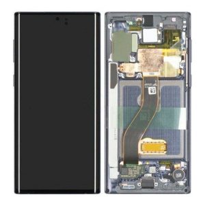 Samsung Galaxy Note 10 – LCD Kijelző + Érintőüveg + Keret (Aura White) – GH82-20818B, GH82-20817B