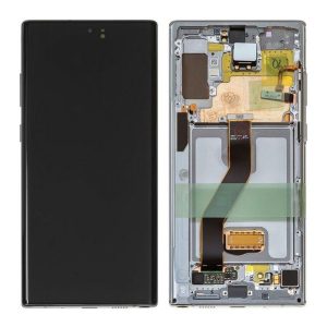 Samsung Galaxy Note 10 Plus – LCD Kijelző + Érintőüveg + Keret (Aura Glow) – GH82-20838C, G82-20900C