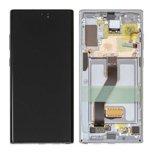 Samsung Galaxy Note 10 Plus – LCD Kijelző + Érintőüveg + Keret (Aura White) – GH82-20838B, G82-20900B