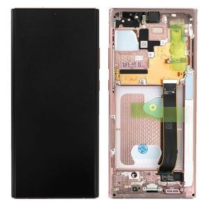 Samsung Galaxy Note 20 Ultra N986B – LCD Kijelző + Érintőüveg + Keret (Mystic Bronze) – GH82-23596D, GH82-23597D