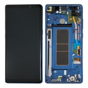 Samsung Galaxy Note 8 N950F – LCD Kijelző + Érintőüveg + Keret (Deep Sea Blue) – GH97-21065B, GH97-21066B