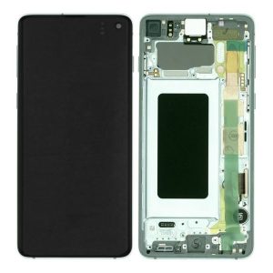 Samsung Galaxy S10 G973F – LCD Kijelző + Érintőüveg + Keret (Prism Green) – GH82-18850E, GH82-18835E