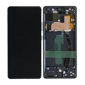 Samsung Galaxy S10 Lite G770F – LCD Kijelző + Érintőüveg + Keret (Prism Black) – GH82-21672A, GH82-21992A, GH82-22045A