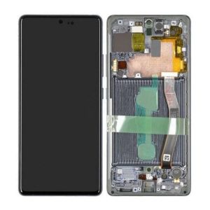 Samsung Galaxy S10 Lite G770F – LCD Kijelző + Érintőüveg + Keret (Prism White) – GH82-21672B, GH82-21992B, GH82-22045B