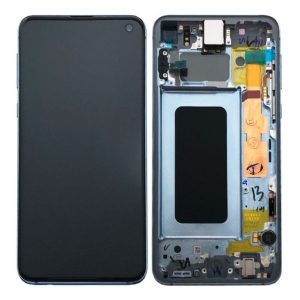 Samsung Galaxy S10e G970F – LCD Kijelző + Érintőüveg + Keret (Prism Blue) – GH82-18852C, GH82-18836C