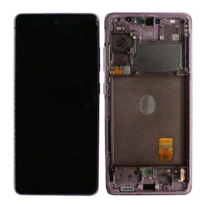 Samsung Galaxy S20 FE G780F – LCD Kijelző + Érintőüveg + Keret (Cloud Lavender) – GH82-24219C, GH82-24220C