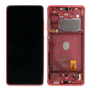 Samsung Galaxy S20 FE G780F – LCD Kijelző + Érintőüveg + Keret (Cloud Red) – GH82-24219E, GH82-24220E