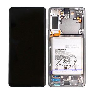 Samsung Galaxy S21 Plus G996B – LCD Kijelző + Érintőüveg + Keret (Phantom Silver) – GH82-24555C, GH82-24553C, GH82-24554C, GH82-24747C