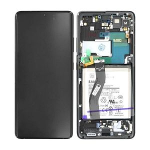 Samsung Galaxy S21 Ultra G998B – LCD Kijelző + Érintőüveg + Keret (Phantom Black) – GH82-24591A, GH82-24589A, GH82-24590A, GH82-24925A