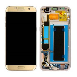 Samsung Galaxy S7 Edge G935F – LCD Kijelző + Érintőüveg + Keret (Gold) – GH97-18533C, GH97-18594C, GH97-18767C