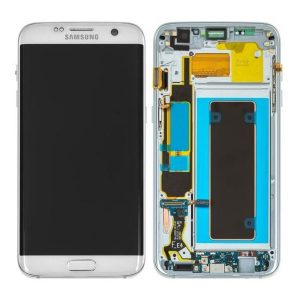 Samsung Galaxy S7 Edge G935F – LCD Kijelző + Érintőüveg + Keret (Silver) – GH97-18533B, GH97-18594B, GH97-18767B