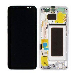 Samsung Galaxy S8 G950F – LCD Kijelző + Érintőüveg + Keret (Arctic Silver) – GH97-20457B, GH97-20473B, GH97-20458B, GH97-20629B