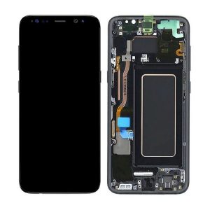 Samsung Galaxy S8 G950F – LCD Kijelző + Érintőüveg + Keret (Midnight Black) – GH97-20457A, GH97-20473A, GH97-20458A, GH97-20629A